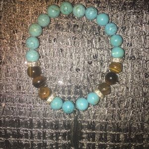 SALE Genuine Turquoise and Tigers eye bracelet